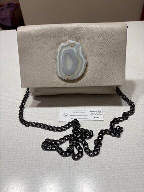 Like New Ivory Leather Evoke Bahama Bag (w/ 4 optional ways to use) Agate/Jade